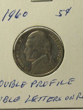 RARE 1960 Jefferson Nickel - Double Profile (DDO) & Double Letters (DDR) Error